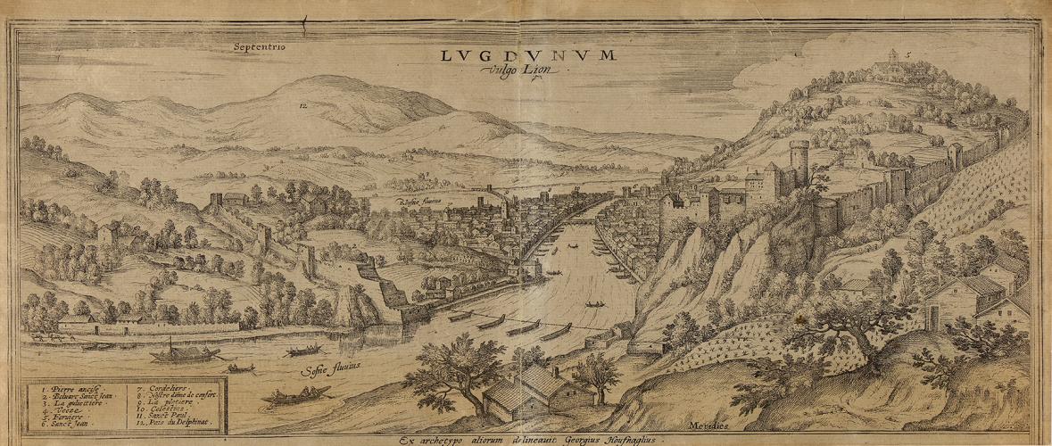Hoefnagel, Vue de Lyon depuis Vaise, fin du 16e siècle - © Pierre Aubert