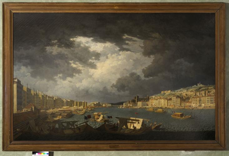 Charles-François Nivard, Vue perspective des bords de la Saône en 1804, huile sur toile - © Matias Antioniassi