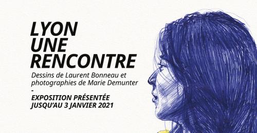 Affiche de l'exposition Lyon, une rencontre au MHL - Gadagne, avec Laurent Bonneau et Marie Demunter