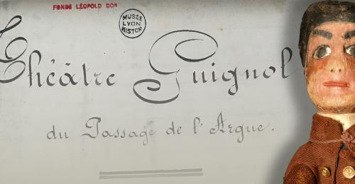 Visuel avec la marionnette Guignol et un manuscrit