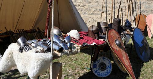 Stand d'armes, boucliers, armures