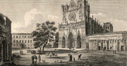 Vue de l’église archiépiscopale de Saint Jean à Lyon ; gravure, fin du 18e siècle, inv. 55.70.3