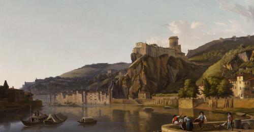 Alexandre-Hyacinthe Dunouy , Vue du château de Pierre-Scize 