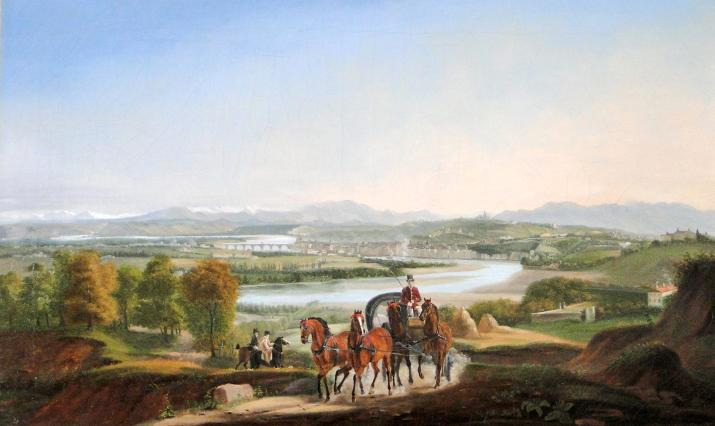 Cours du Rhône et Lyon, vue prise des hauteurs de Saint-Clair, première moitié du 19e siècle, Antoine Duclaux