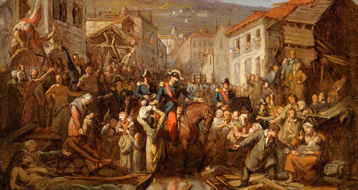 Lazerges, Napoléon III visitant les inondés de juin 1856