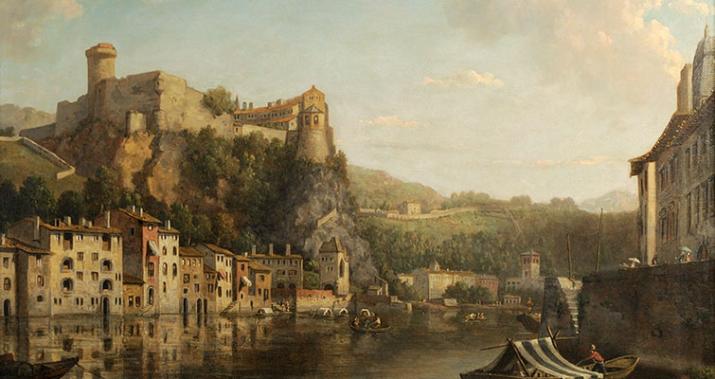 Alexandre-Hyacinthe Dunouy , Vue du château de Pierre-Scize 