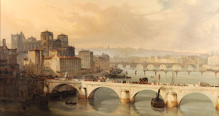 Hippolyte Leymarie, Vue du cours de la Saône prise en aval du pont Tilsitt
